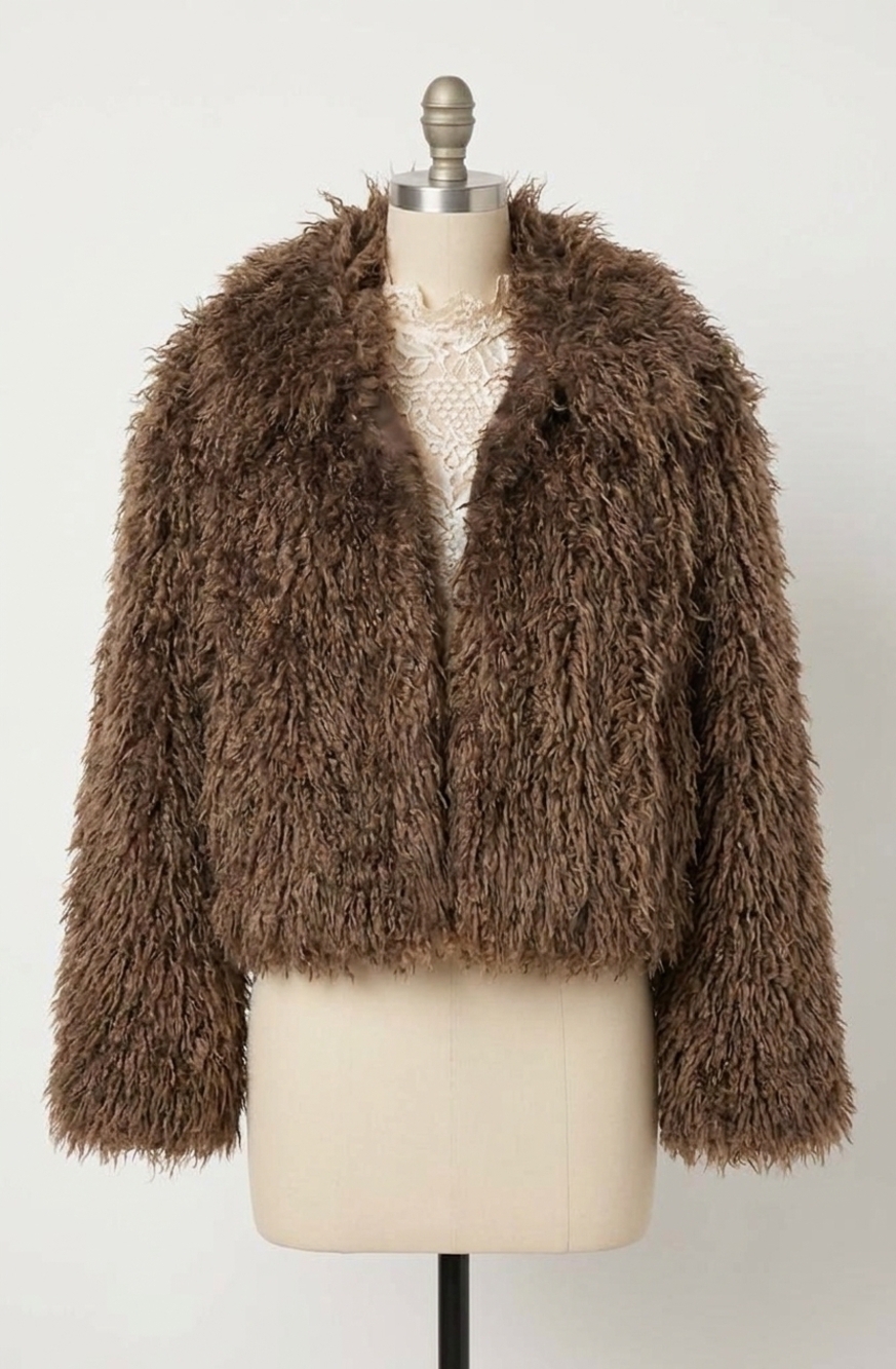 NEW ASTR kamrath faux fur jacket in brown